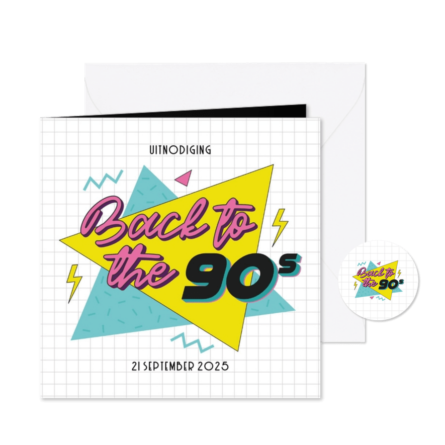 Uitnodiging back to the 90's retro - Kaartimpressie
