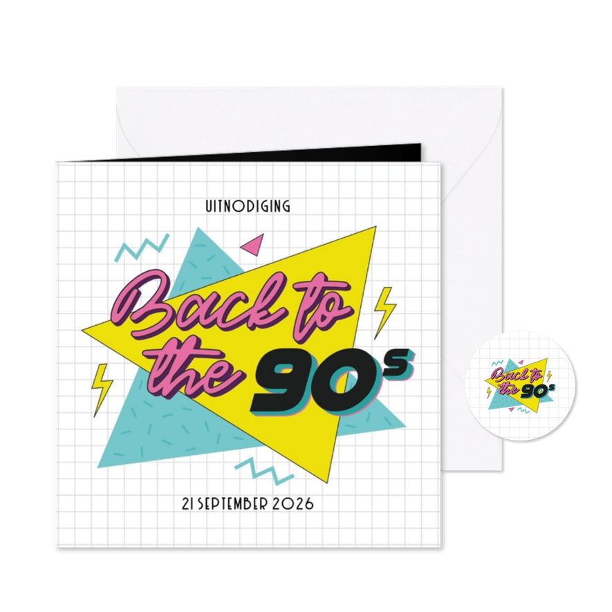 Uitnodiging back to the 90's retro - Kaartimpressie