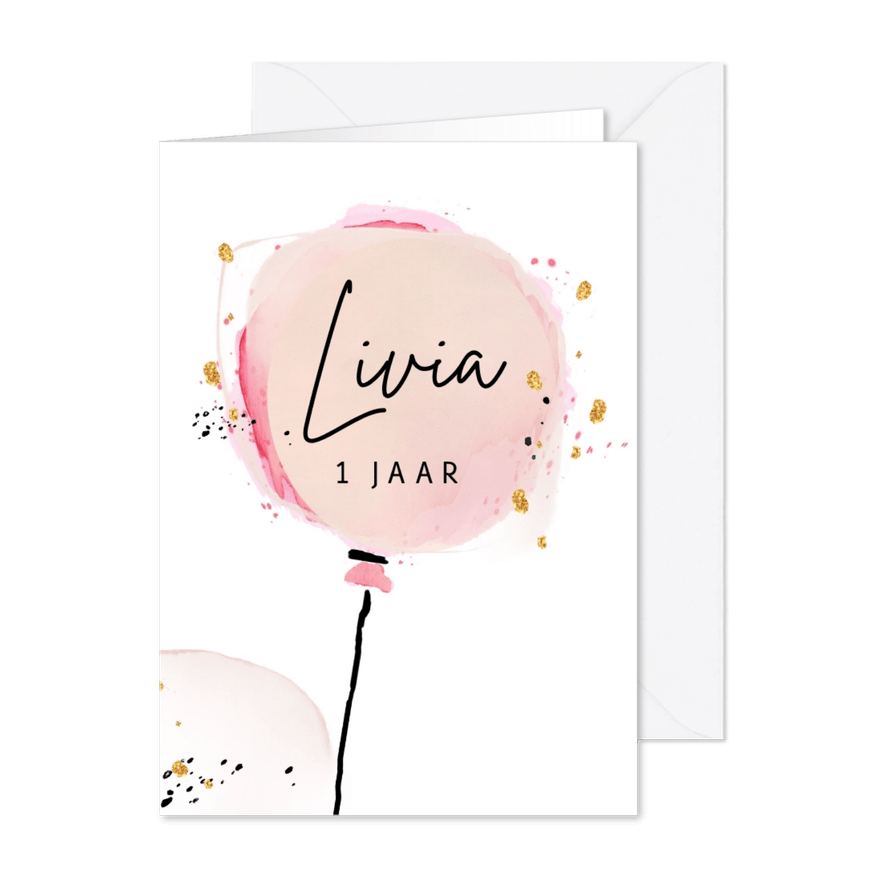 Uitnodiging ballon  - watercolor - Kaartimpressie