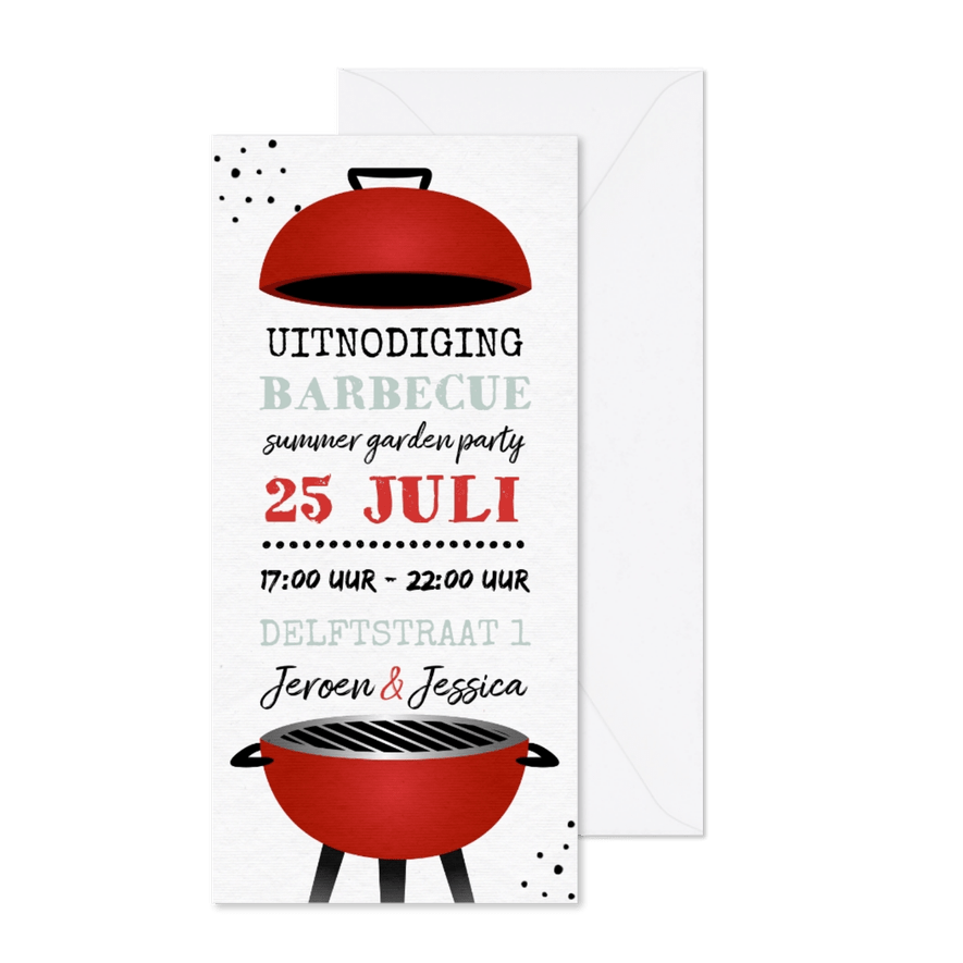 Uitnodiging bbq barbecue grill feestje tuinfeest - Kaartimpressie