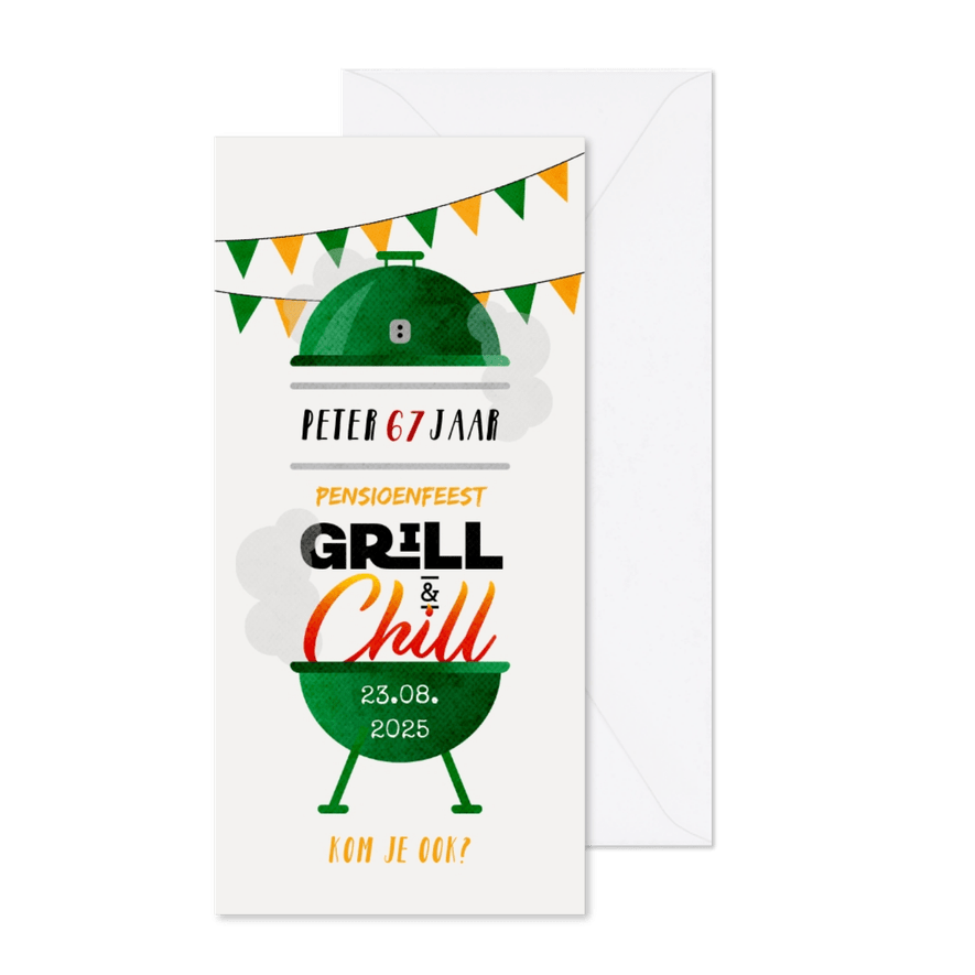 Uitnodiging BBQ tuinfeest pensioen - Kaartimpressie