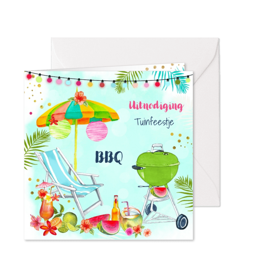 Uitnodiging BBQ tuinfeestje - Kaartimpressie