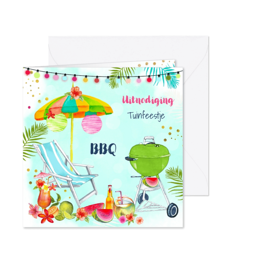 Uitnodiging BBQ tuinfeestje - Kaartimpressie