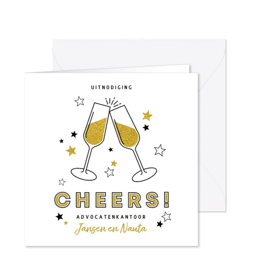 Uitnodiging borrel champagne en sterren - Kaartimpressie