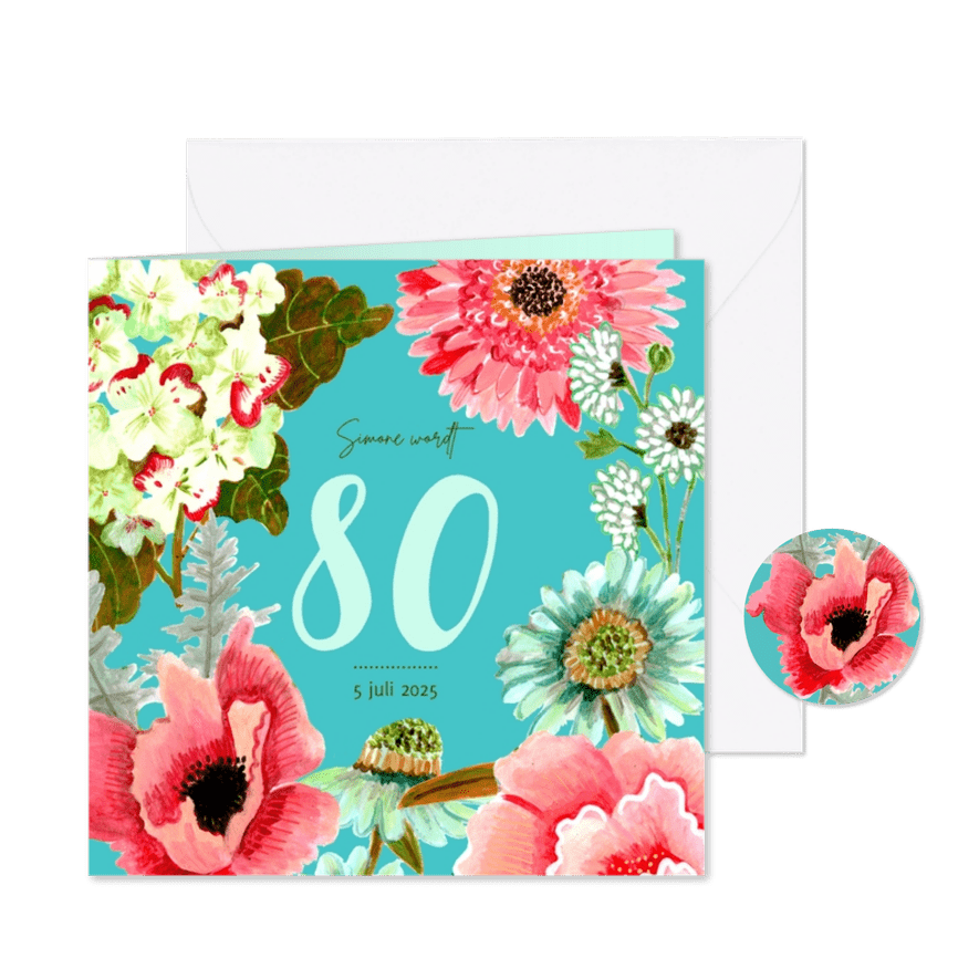 Uitnodiging botanische bloemen pracht - Kaartimpressie