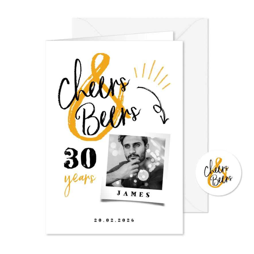 Uitnodiging 'cheers & beers' hip met foto - Kaartimpressie