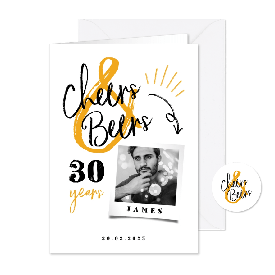Uitnodiging 'cheers & beers' hip met foto - Kaartimpressie