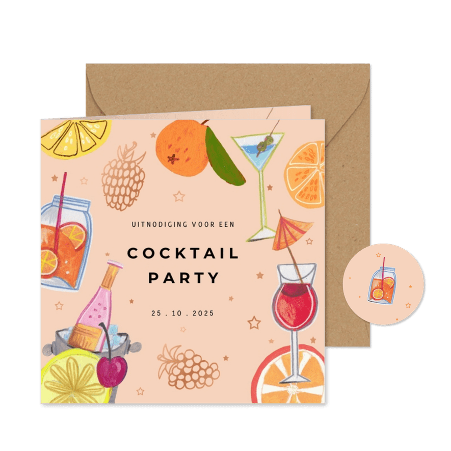 Uitnodiging cocktail party en sterren - Kaartimpressie