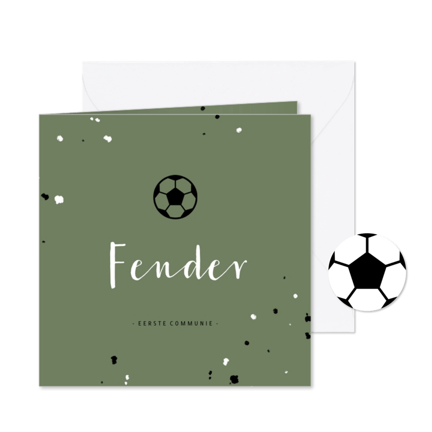 Uitnodiging communie voetbal met spetters - Kaartimpressie