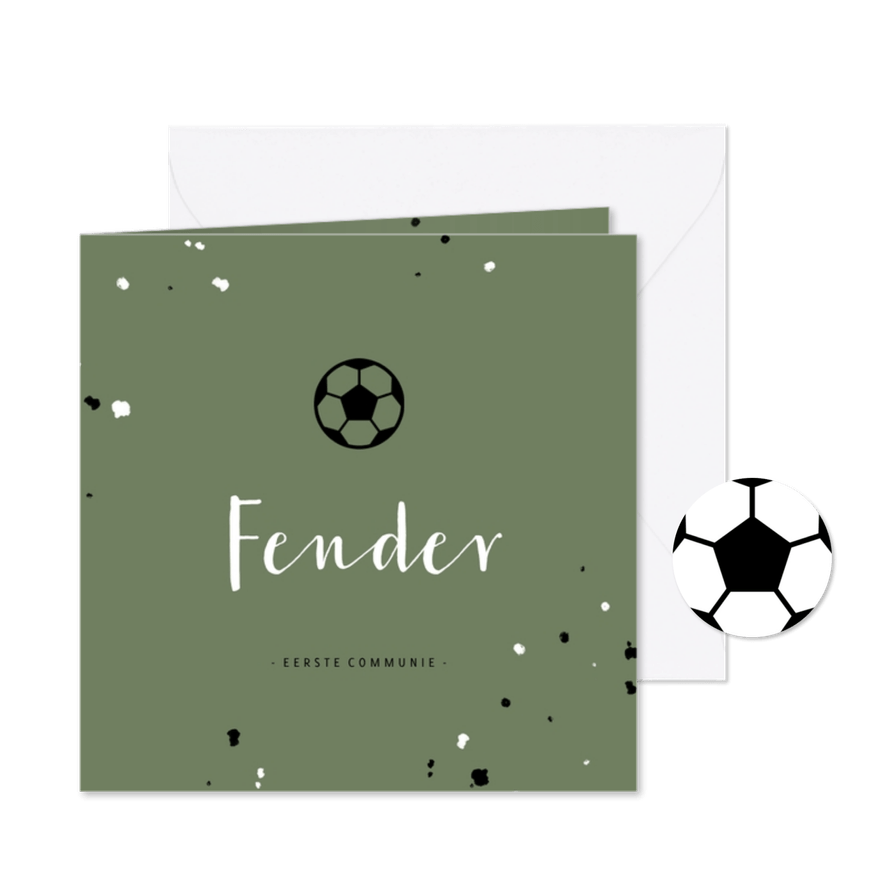 Uitnodiging communie voetbal met spetters - Kaartimpressie