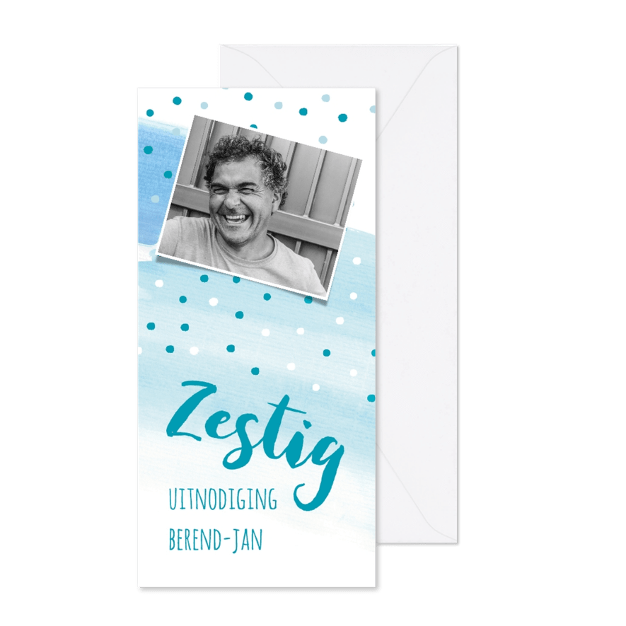 Uitnodiging confetti, foto en aanpasbare leeftijd - Kaartimpressie