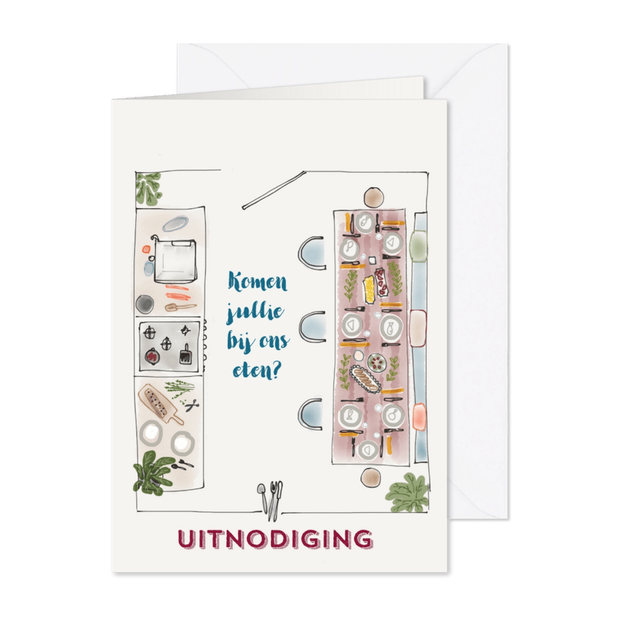Uitnodiging diner At Home - Kaartimpressie
