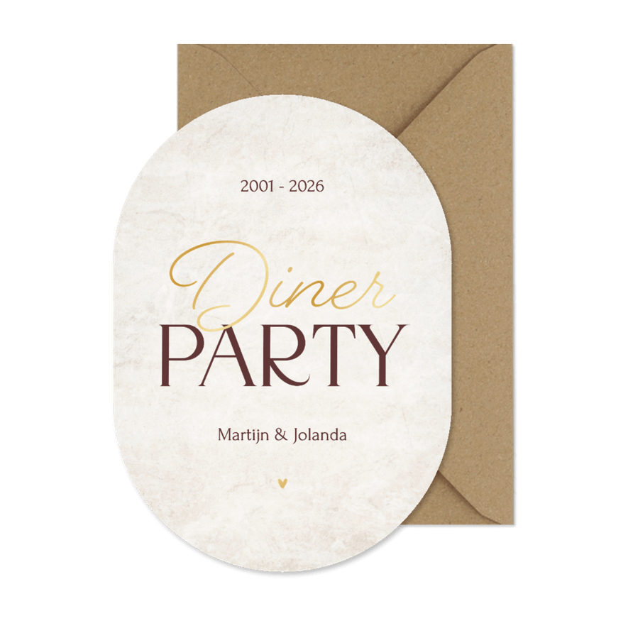 Uitnodiging dinerparty steenlook ovaal stijlvol - Kaartimpressie