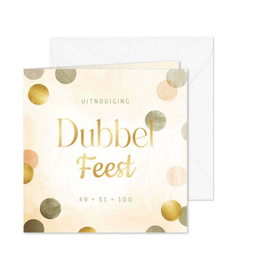 Uitnodiging dubbel feest met confetti aanpasbaar - Kaartimpressie