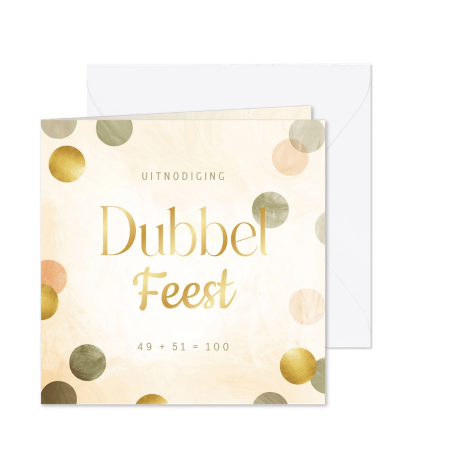 Uitnodiging dubbel feest met confetti aanpasbaar - Kaartimpressie