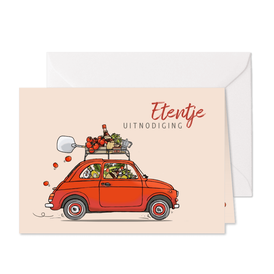 Uitnodiging eten Fiat500 - Kaartimpressie