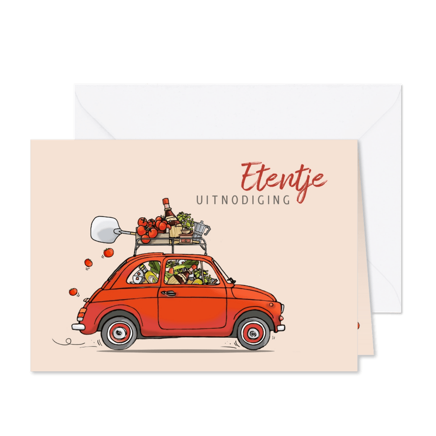 Uitnodiging eten Fiat500 - Kaartimpressie