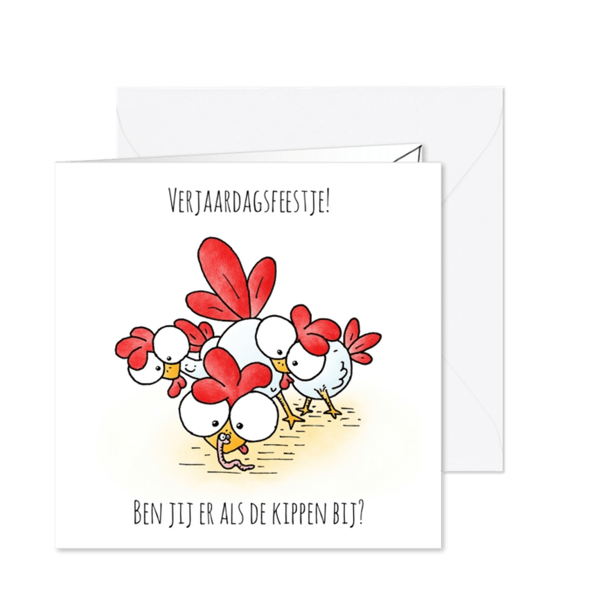 Uitnodiging feest - Ben jij er als de kippen bij? - Kaartimpressie
