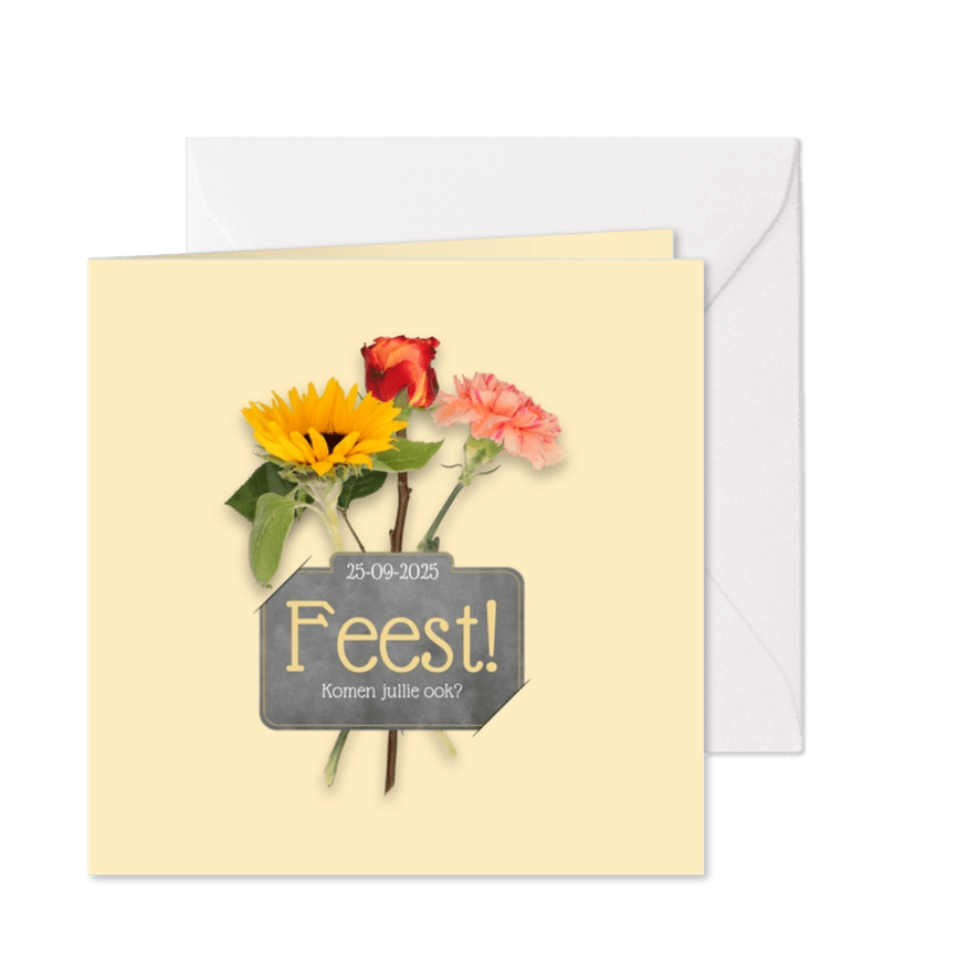 Uitnodiging feest bloemen RB - Kaartimpressie