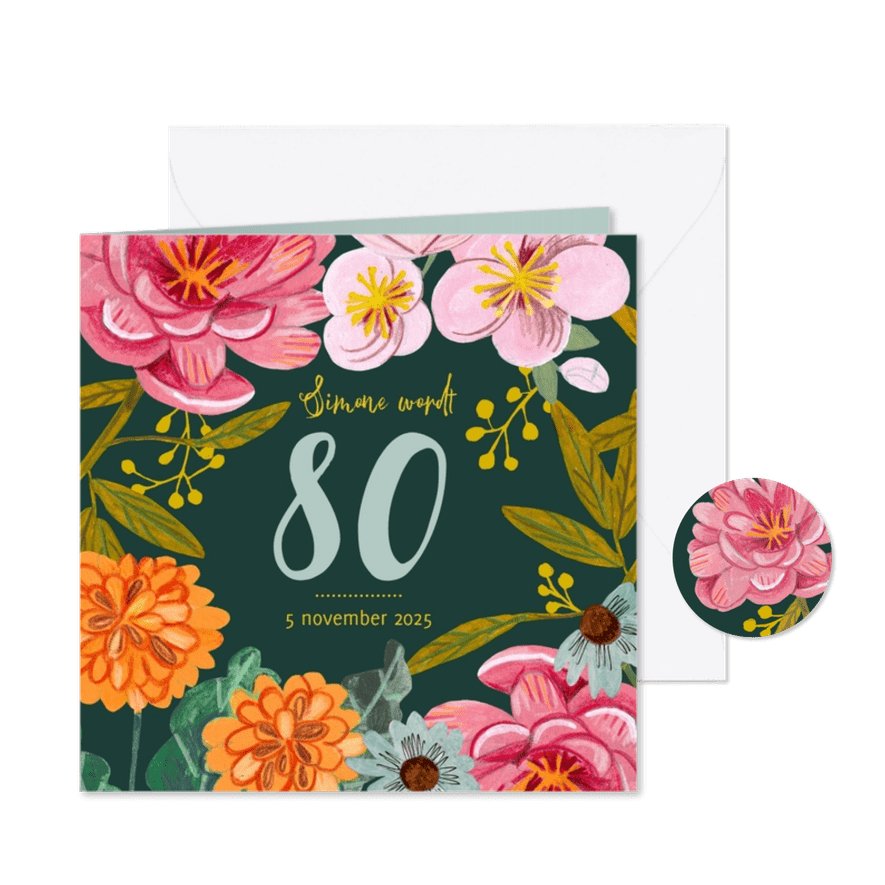 Uitnodiging feest botanische bloemen pracht  - Kaartimpressie