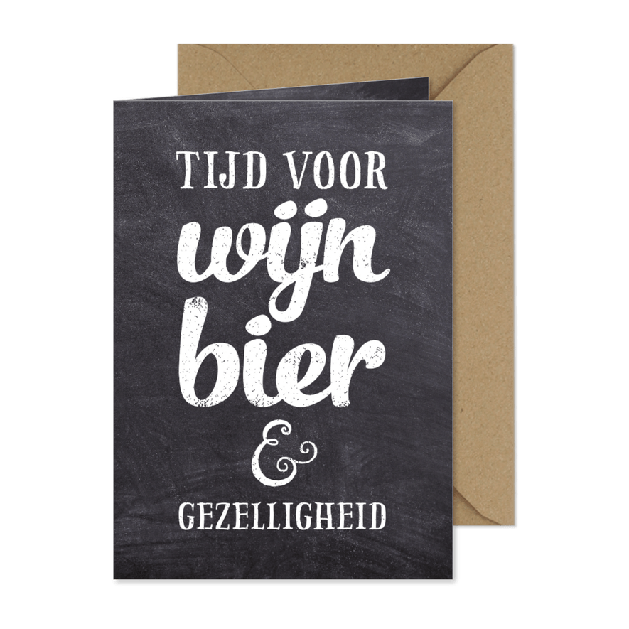 Uitnodiging feest krijtbord algemeen bier wijn - Kaartimpressie
