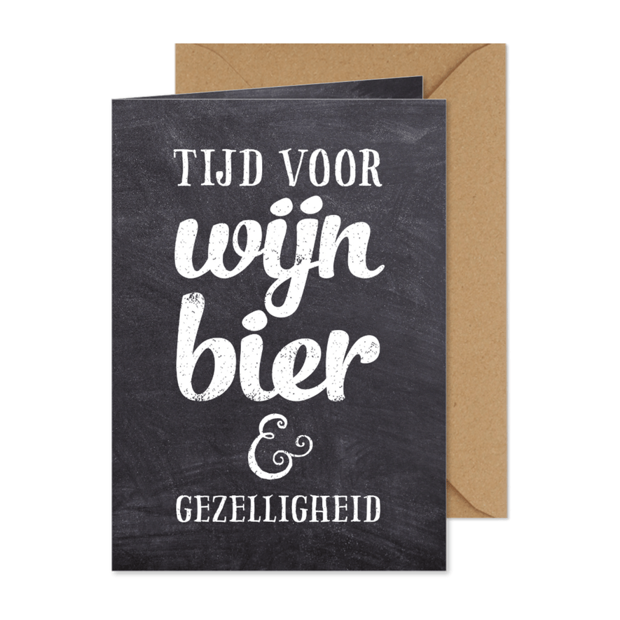 Uitnodiging feest krijtbord algemeen bier wijn - Kaartimpressie