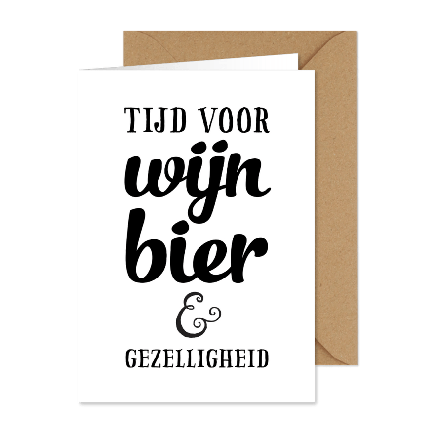 Uitnodiging feest zwart wit algemeen bier wijn - Kaartimpressie