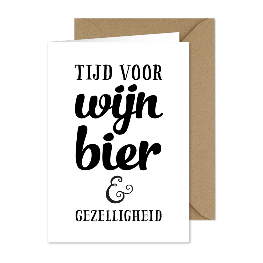 Uitnodiging feest zwart wit algemeen bier wijn - Kaartimpressie