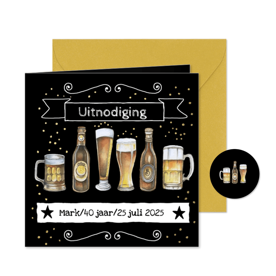 Uitnodiging feestje bier - Kaartimpressie