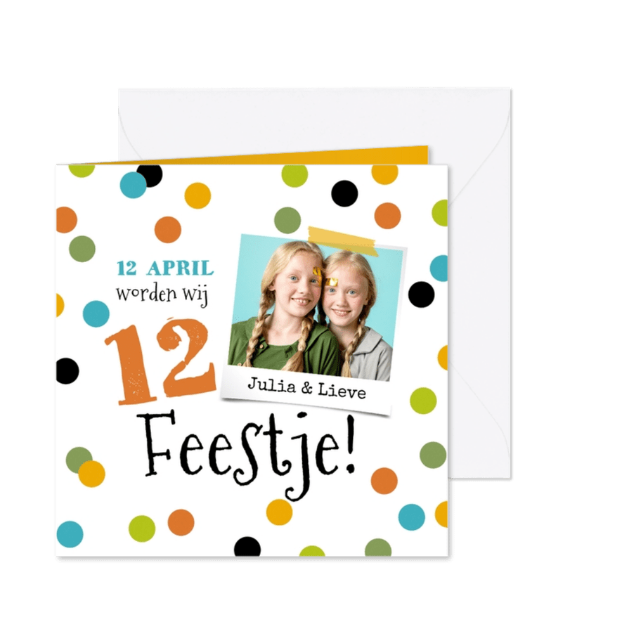 Uitnodiging feestje confetti feestelijk foto - Kaartimpressie