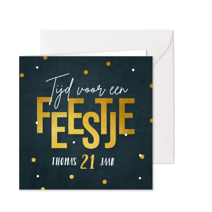 Uitnodiging feestje goud verjaardag typografisch - Kaartimpressie