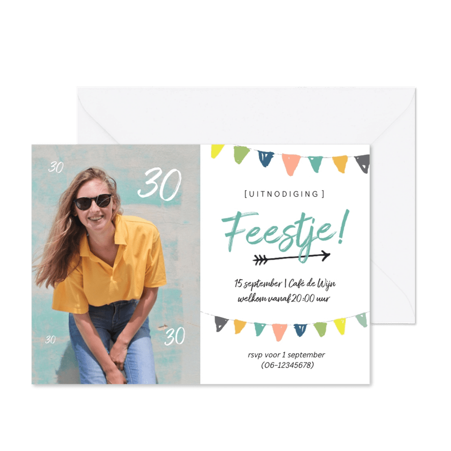 Uitnodiging - feestje met foto - Kaartimpressie