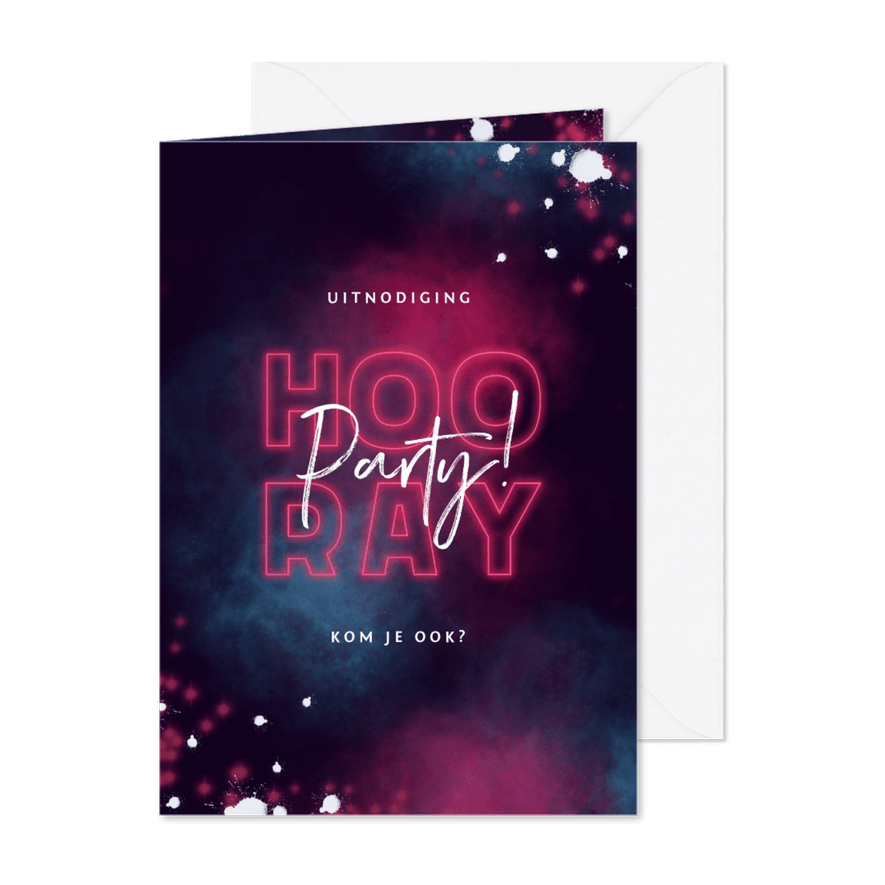 Uitnodiging feestje neon party  - Kaartimpressie