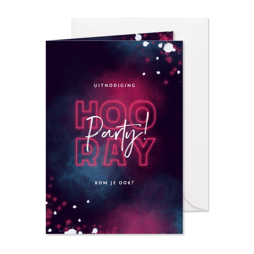 Uitnodiging feestje neon party - Kaartimpressie