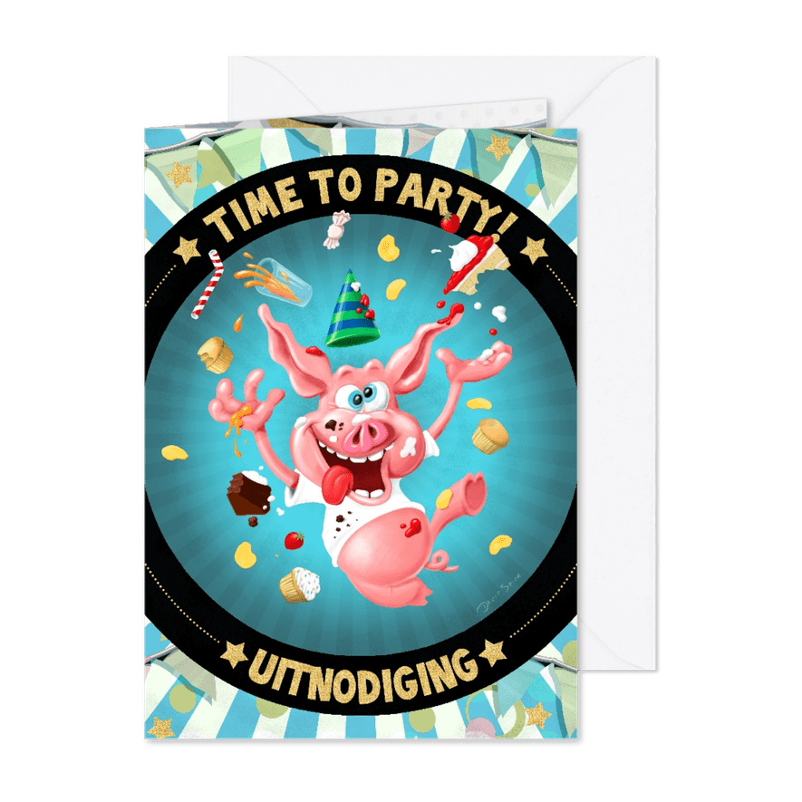 Uitnodiging feestvarken - Kaartimpressie