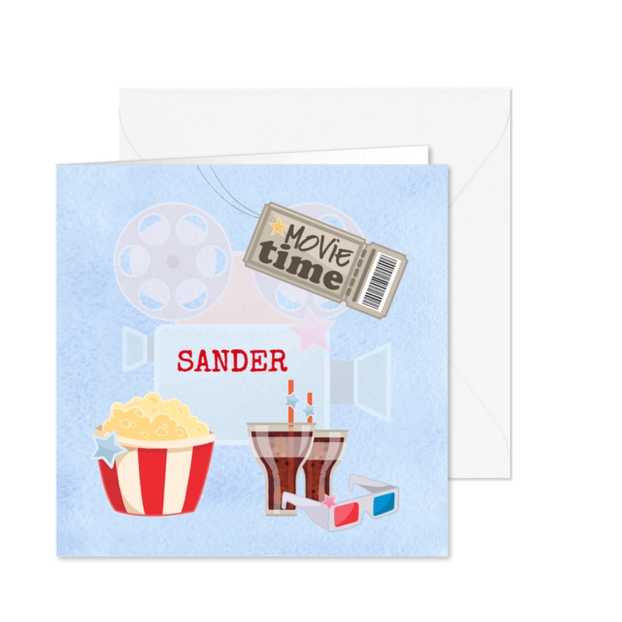 Uitnodiging filmfeestje - Kaartimpressie