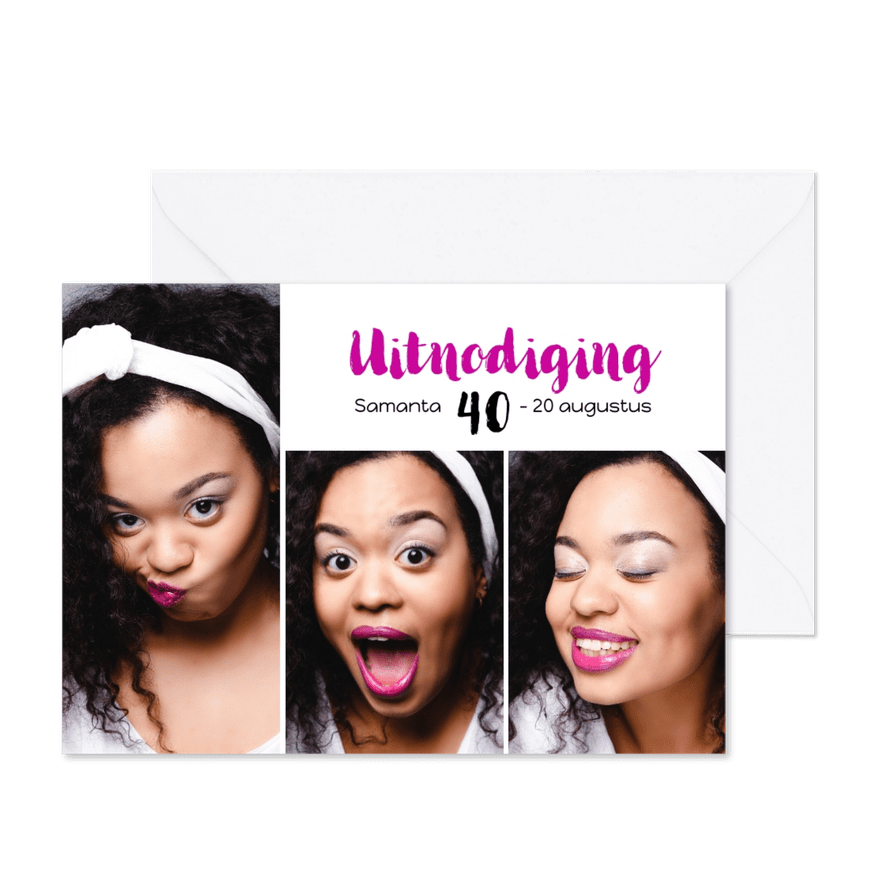 Uitnodiging Fotocollage 3luik - Kaartimpressie