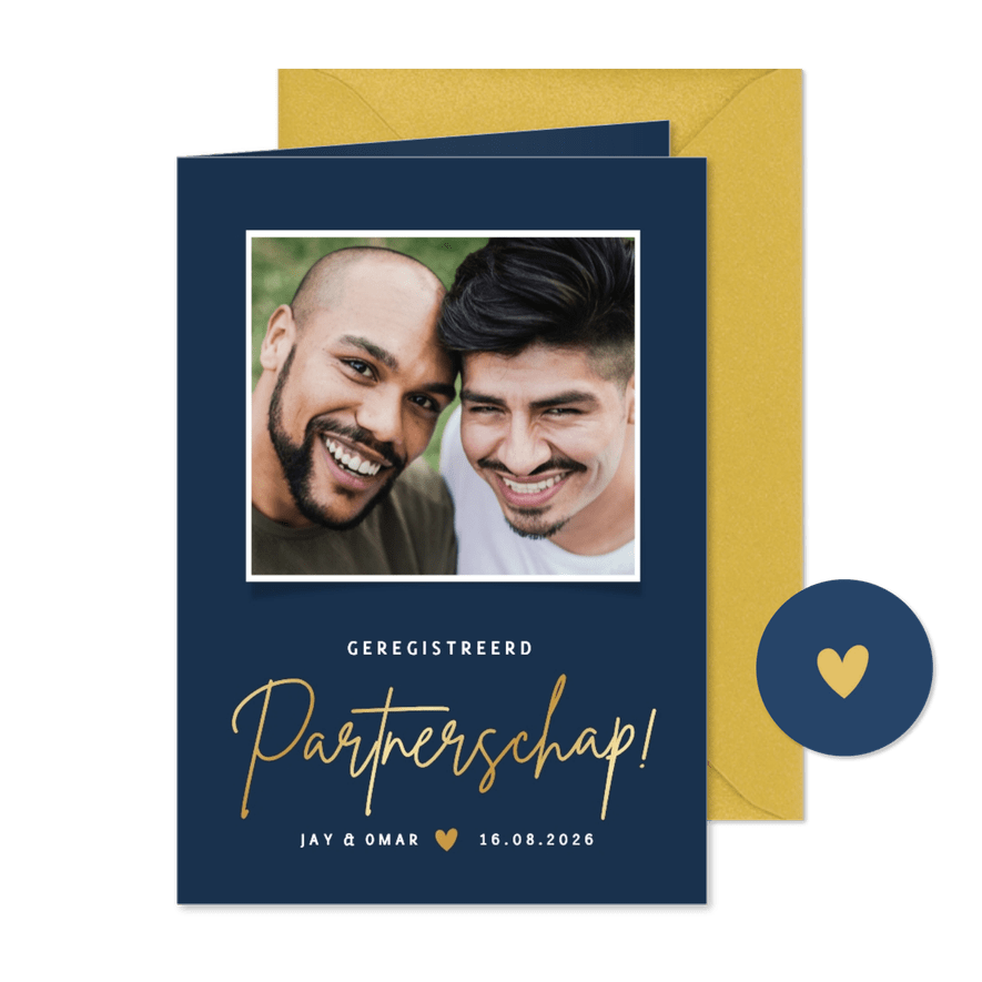 Uitnodiging geregistreerd partnerschap eigen foto - Kaartimpressie