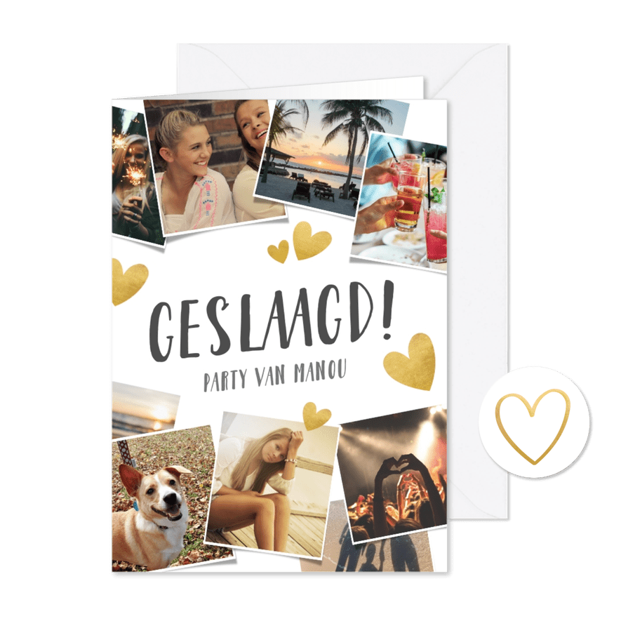Uitnodiging geslaagd feestje fotocollage - Kaartimpressie
