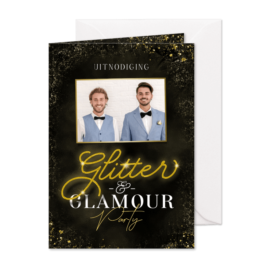 Uitnodiging Glitter & Glamour party foto - Kaartimpressie