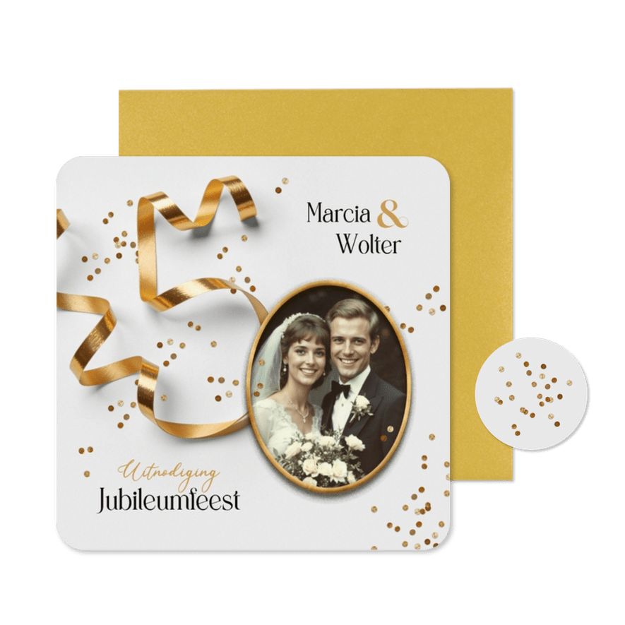 Uitnodiging gouden huwelijk jubileum feest 50 foto trouwdag - Kaartimpressie