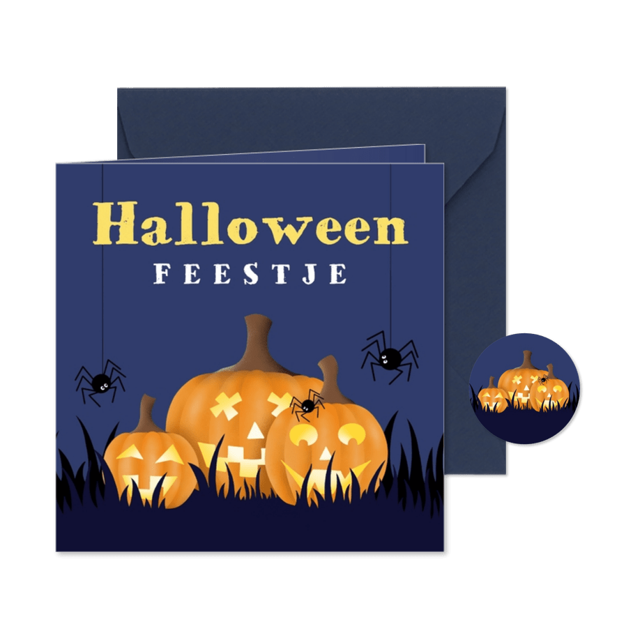 Uitnodiging - Halloween party pompoenen - Kaartimpressie