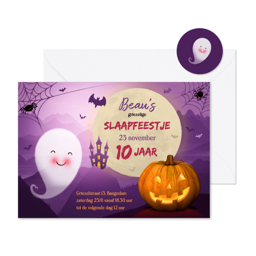 Uitnodiging Halloween slaapfeestje - Kaartimpressie
