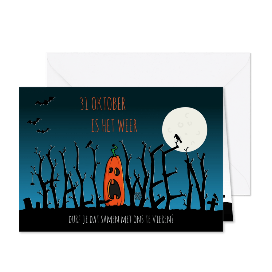 Uitnodiging Halloween takken op kerkhof - Kaartimpressie
