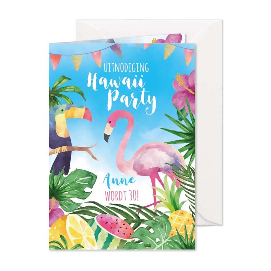 Uitnodiging Hawaii Party - Kaartimpressie