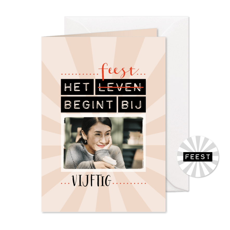 Uitnodiging Het feest begint bij 50 - Kaartimpressie