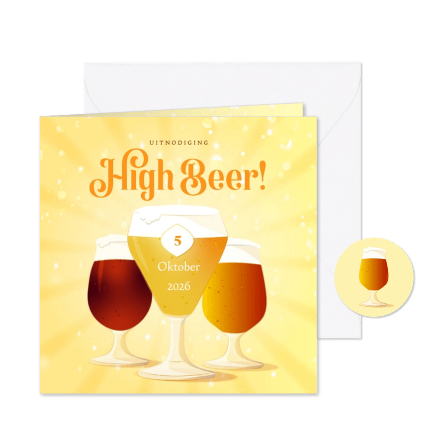 Uitnodiging high beer bierproeverij bruisend speciaal bier - Kaartimpressie