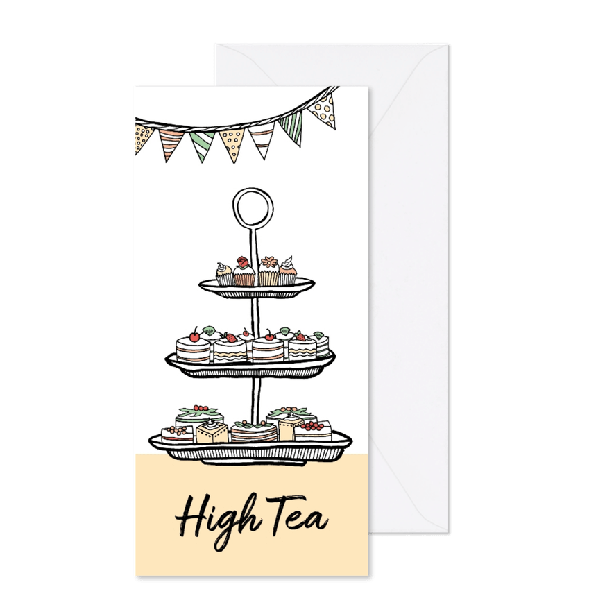 Uitnodiging High Tea taartjes - Kaartimpressie