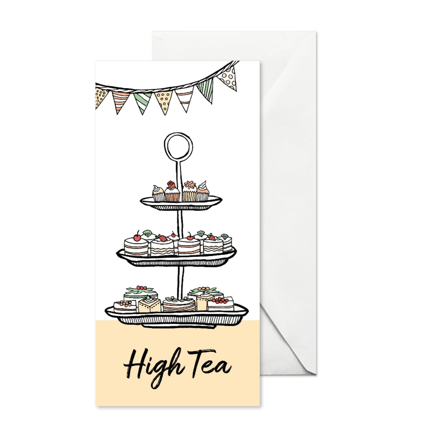 Uitnodiging High Tea taartjes - Kaartimpressie