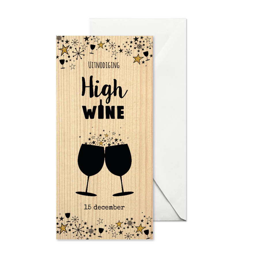 Uitnodiging "High wine"  feestelijke kaart als wijnkist  - Kaartimpressie